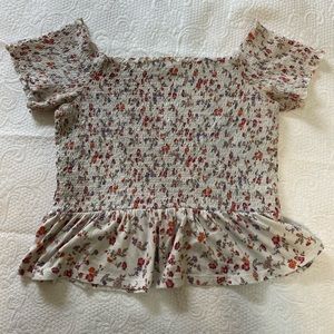 Smocked Peplum Floral Top
